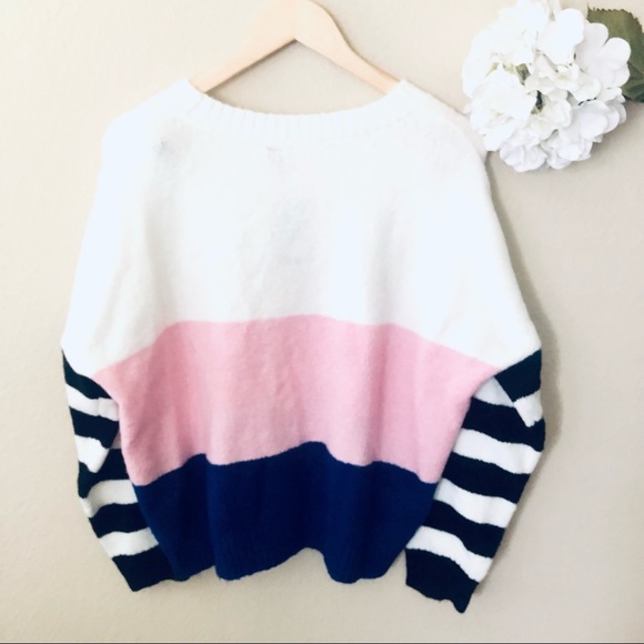 Crewneck Striped Colorblock Sweater - Picture 5 of 5
